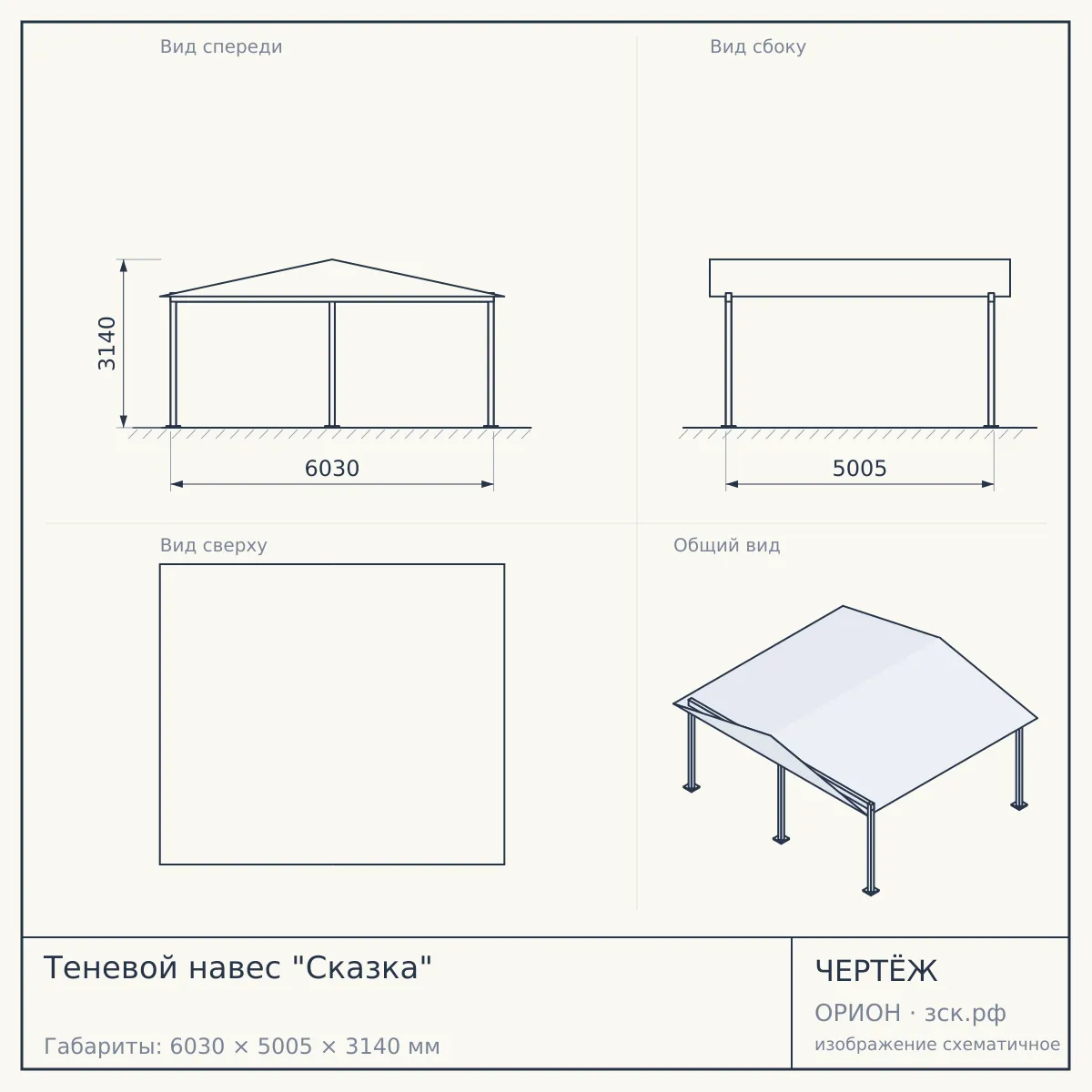 Теневой навес "Сказка" — чертёж
